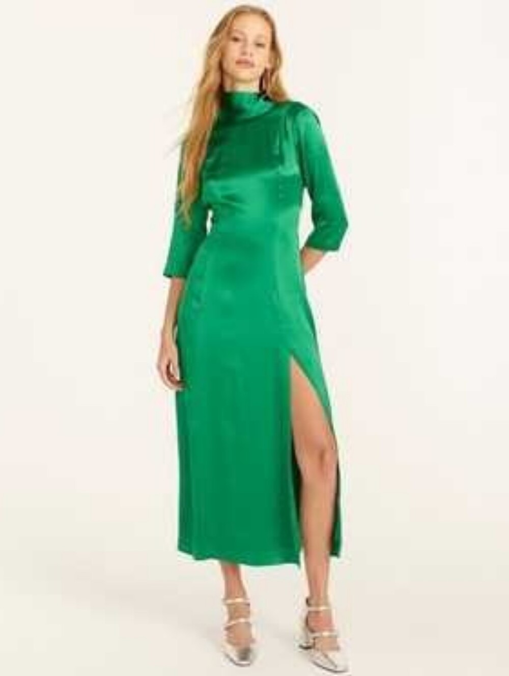 J. Crew Collection Open-Back Silk Charmeuse Green Dress Size 8 New